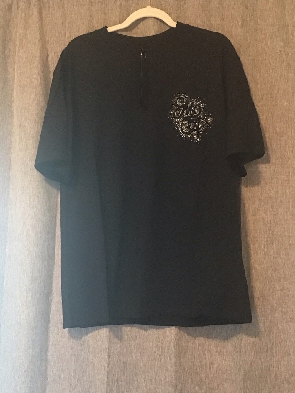 AMIRI Black Short-Sleeve Crewneck Tee with Rhinestone Chest and back Motif